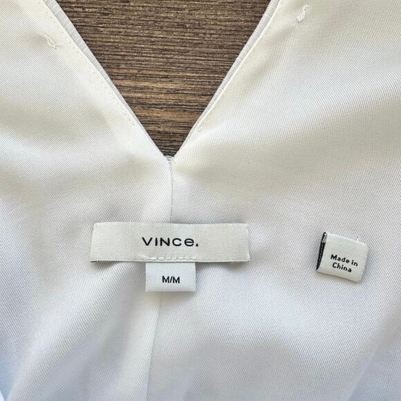 Vince Pleated Double V-neck Maxi Dress Smocked Waist White - Picture 9 of 11